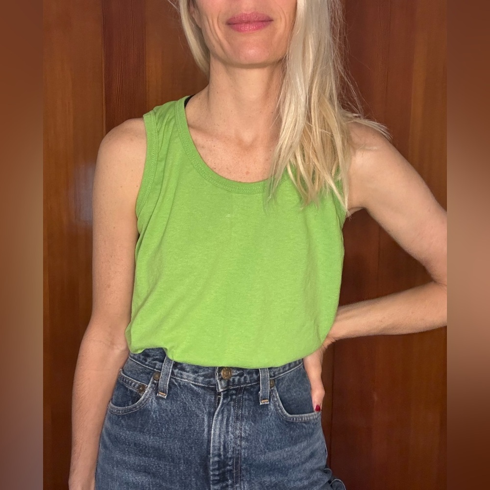 90s Vintage Neon Green Simple Tank